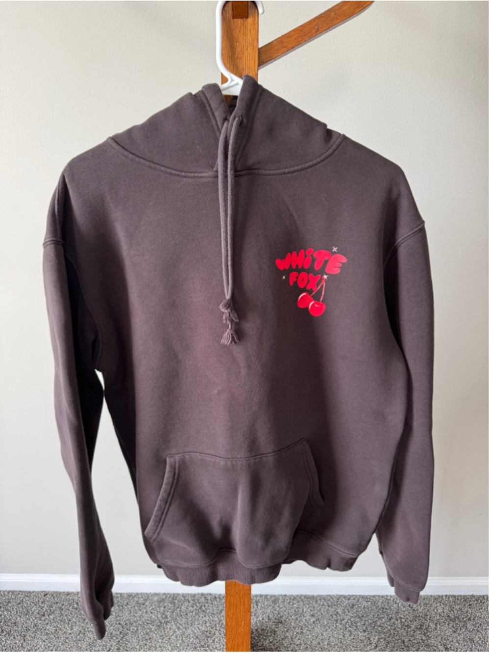 Women's White Fox Don't Waste Time Hoodie Charcoal/Brown Size M/L
